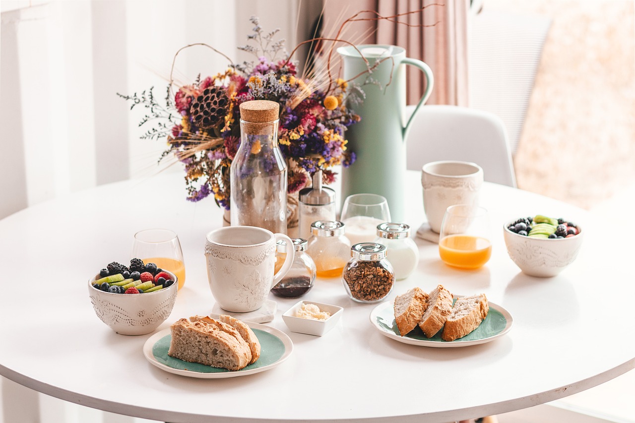 image of a full breakfast table